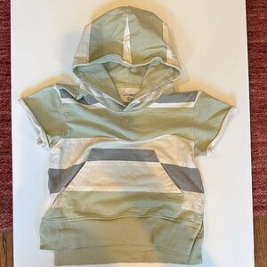 Little Bipsy collection Hoodie - Green, Gray, and White Stripes